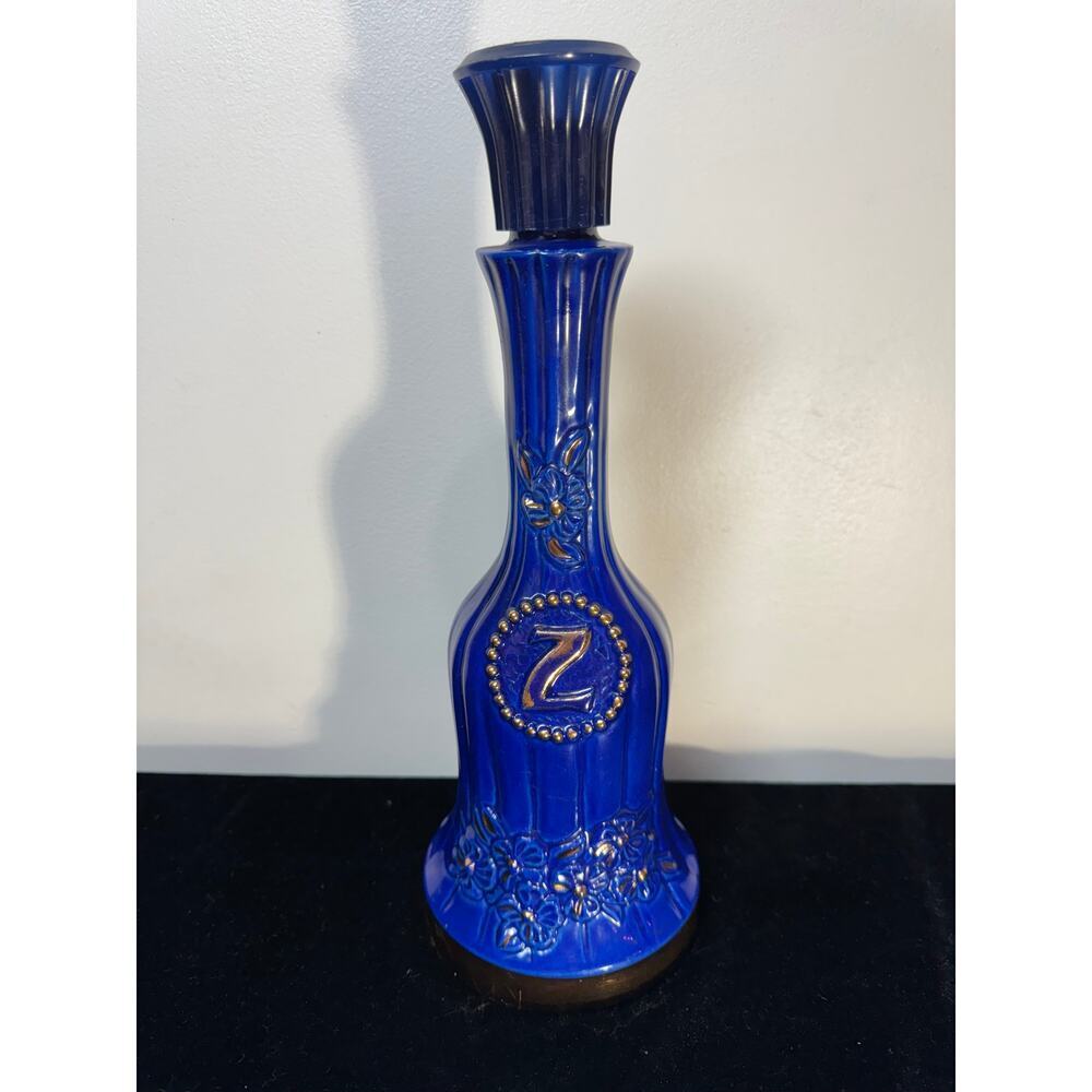 James Beam Collectible "Z" Decanter 1976 Regal China Liquor Bottle Blue Ceramic